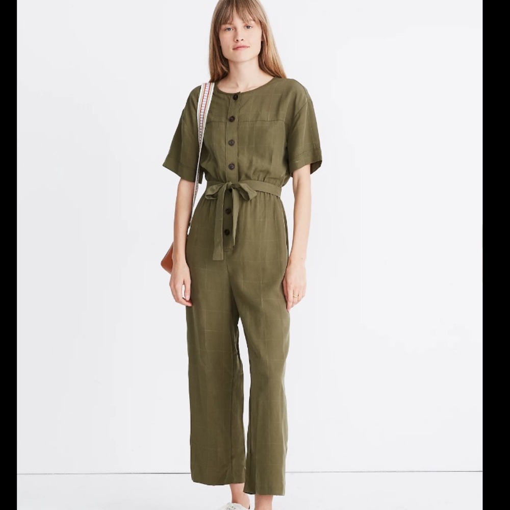 Madewell Short-Sleeve Belted Jumpsuit